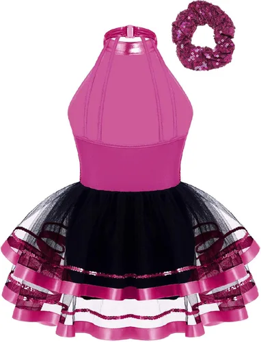 Vista 41 de CHICTRY Vestido tutú de ballet con lentejuelas brillantes para niñas y niñas, moderno disfraz de baile latino de jazz