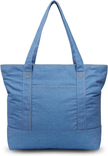 Vista 31 de TOPDesign Paquete de 1 bolsa de lona con bolsillo externo, bolsa de compras reutilizable para comestibles, cierre de cremallera superior, artículos