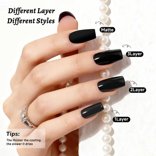 Vista 5 de OpenLive Esmalte de uñas negro de 0.6 fl oz, gran volumen, secado rápido, secado rápido y de larga duración, arte de uñas de color para bricolaje