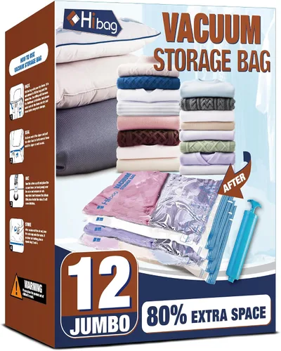 Vista 11 de Bolsas de almacenamiento al vacío, 10 bolsas pequeñas de ahorro de espacio con sello al vacío, bolsas de espacio, bolsas de sellador al vacío