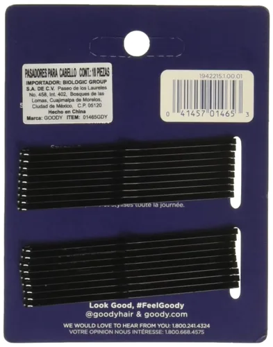 Vista 2 de Invisibles para el cabello Goody Styling Essentials, de 2 pulgadas, 60 unidades, Negro