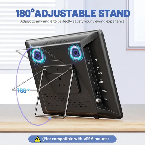 Vista 4 de Televisor portátil de 14 pulgadas con antena mejorada sintonizador ATSC, monitor LCD 1080P, HDMI/USB/AV, pequeño televisor portátil para campamento