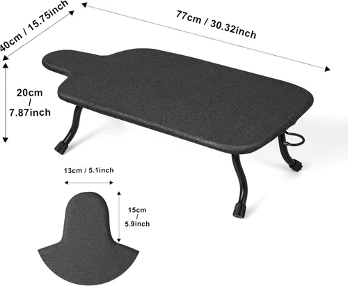 Vista 2 de Duwee Tabla de planchar de mesa de 15 x 30 pulgadas extra ancha con cubierta resistente al calor, almohadilla de fieltro y espuma de doble capa