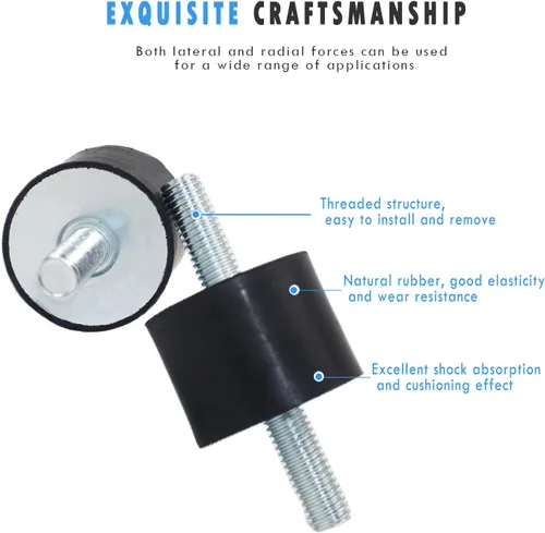 Vista 4 de Tornillos de goma M8 amortiguadores antivibración aislador soportes cilíndricos de goma para compresores de aire, motores diésel, 4 unidades M8 x 23