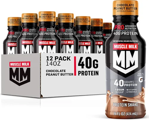 Vista 8 de Muscle Milk Pro Advanced Nutrition - Batido de proteínas, chocolate Knockout, botella de 14 onzas líquidas, paquete de 12, 1.41 onzas de proteína