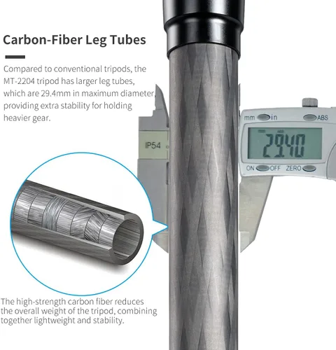 Vista 3 de SIRUI Trípode profesional de fibra de carbono resistente, trípode de cámara de 61 ″ con cabezal de bola fluida, carga máxima de 33 libras
