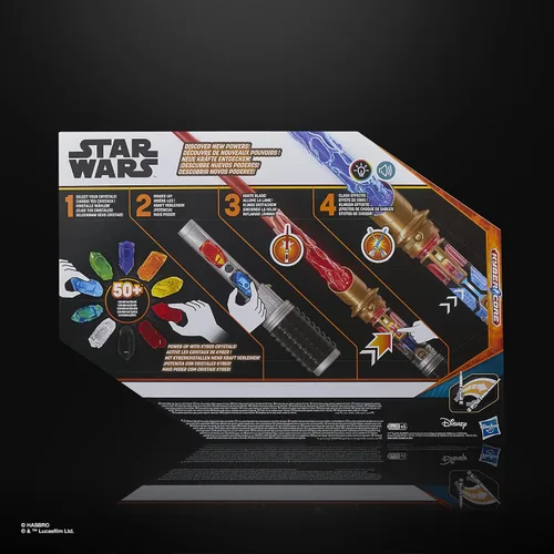 Vista 17 de STAR WARS Power Crystal Lightsaber, 7 colores y 10 cristales, más de 50 combinaciones que cambian de color, luces y sonidos, juguetes para niños