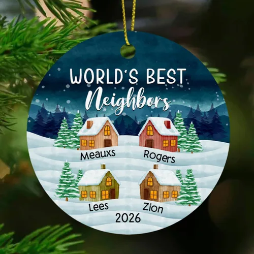 Vista 8 de Chance Made Us Neighbors - Adorno de Navidad personalizado para vecino, recuerdo de Navidad personalizado de agradecimiento de vecino, regalos