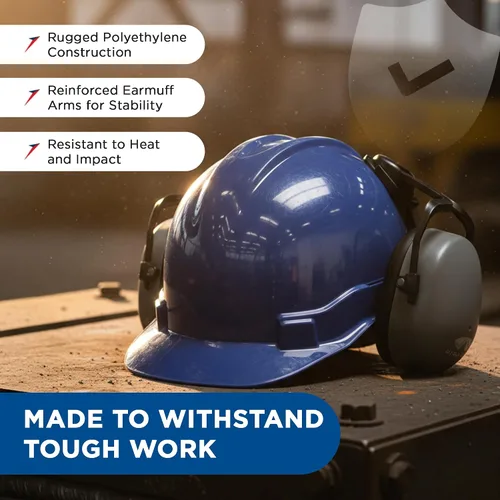 Vista 6 de Ridgeline - Casco de seguridad estilo gorra con orejeras incluidas, casco azul