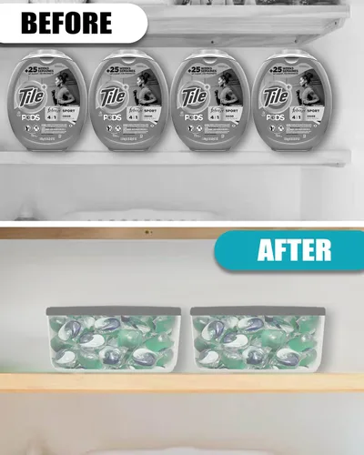 Vista 6 de TidyFriend - Contenedor de cápsulas de lavandería con tapa deslizante, 15 x 8.7 x 4.5 pulgadas, el almacenamiento hermético mantiene las cápsulas