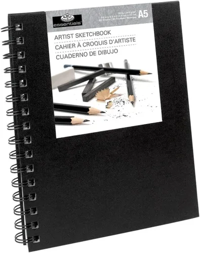 Vista 3 de Royal & Langnickel Cuaderno de bocetos A5 de 5.8 x 8.3 pulgadas con espiral lateral (80 hojas)