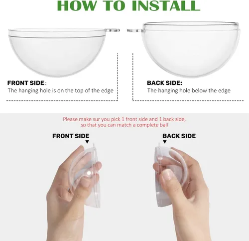 Vista 3 de Giveme5 - 20 bolas de adornos de Navidad, bolas de plástico transparente rellenables de 3.150 in, molde de bomba de baño, adornos colgantes