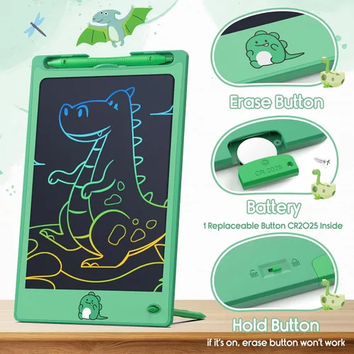 Vista 3 de FLUESTON Juguetes Tableta LCD de Escritura para Niños Pequeños, Juguetes para Niños y Niñas de 3, 4, 5, 6, 7, 8 Años, 8.8 Pulgadas, 1 Unidad en 1