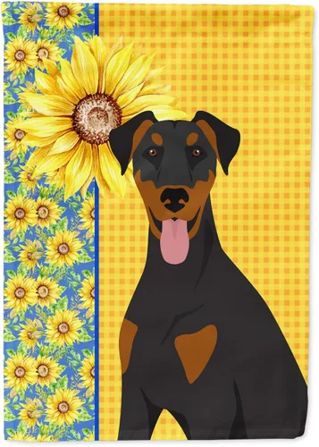 Vista 109 de Caroline's Treasures WDK5313GF Bandera de jardín con diseño de girasoles de verano, color negro y tostado, Airedale Terrier para buzón, bandera