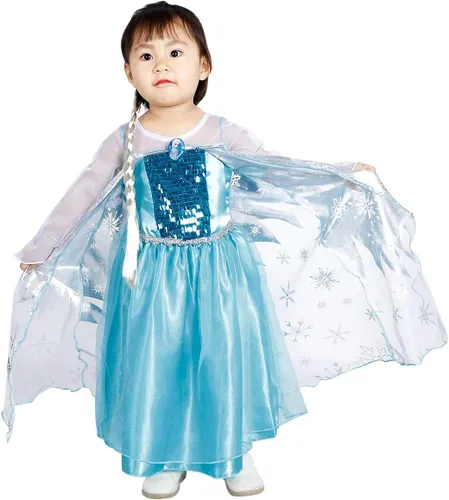 Vista 2 de LOEL Disfraz de princesa, vestido azul, vestido de fiesta de Navidad para niñas pequeñas