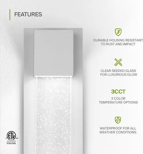 Vista 3 de ASD LED 13" Bubble Glass Wall Light Fixture, Outdoor & Indoor Seeded Sconce 3CCT, Waterproof, Dimmable, ETL Listed 12W 500LM 3000-5000K 120V