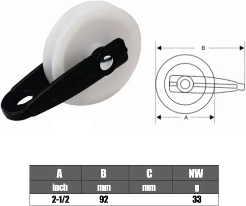 Vista 3 de 2 poleas de nailon para tendedero, kit de polea de cuerda para exteriores para líneas de secado 2 Inch Wire Rope Pulley Kit,Smooth Rolling Wheel