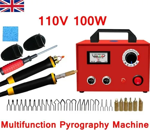 Vista 6 de ele ELEOPTION Kit de herramientas de manualidades de doble boca para pirografía de 110 V, kit de máquina de pirografía láser multifunción con 2