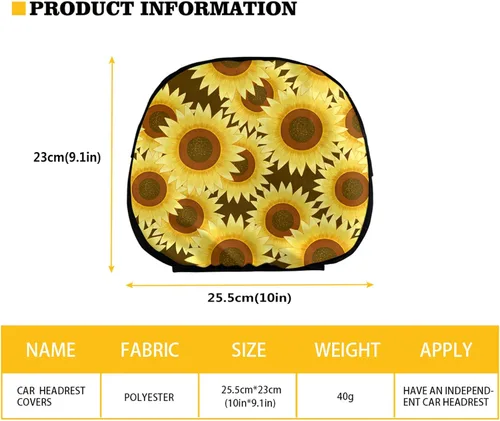 Vista 2 de Funda personalizada para reposacabezas de asiento de automóvil, regalos personalizables, transpirables, paquete de 2 fundas de cojín para asiento