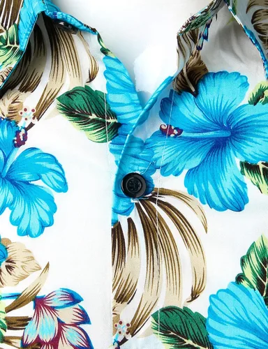 Vista 3 de JOGAL Camisa hawaiana Aloha de manga corta para hombre