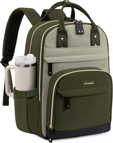 Vista 12 de LOVEVOOK Mochila para mujer, mochila para laptop de 15.6 pulgadas, mochilas escolares, bolsa antirrobo, bolsa antirrobo impermeable, para beige