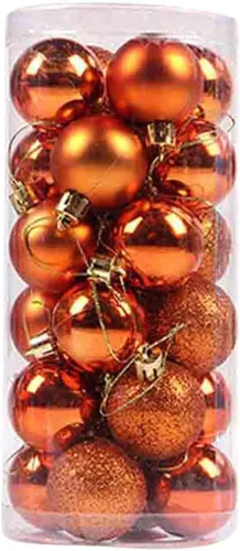 Vista 6 de 24 adornos de bola de Navidad, mini esferas de Navidad de plástico inastillables con cuerda para colgar, juego de bolas decorativas empaquetadas