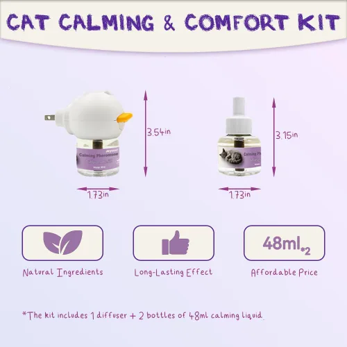 Vista 7 de Kit de difusor de feromonas calmante para gatos, difusor calmante de feromonas para gatos con 2 repuestos, soporte avanzado para ayudar a reducir