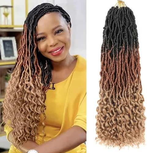 Vista 32 de Leeven 7 Paquetes Cabello Crochet Faux Locs con Puntas Rizadas 10 Pulgadas Pre-enrollado Goddess Locs Trenzas Crochet Cabello 84 Hebras Negro