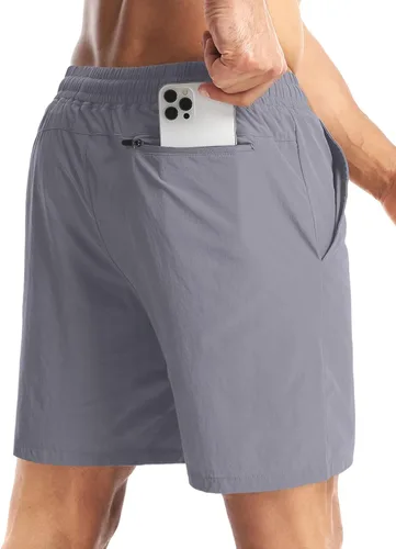 Vista 2 de Aolesy Pantalones cortos de entrenamiento para hombre de 7 pulgadas, pantalones cortos deportivos de secado rápido, ligeros, con bolsillos