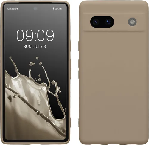 Vista 11 de kwmobile Funda compatible con Google Pixel 7a - Funda protectora delgada de TPU para teléfono - Acabado mate suave - Gris pardo