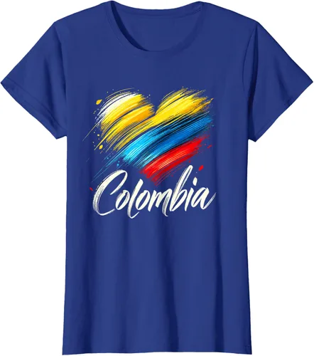 Vista 10 de Camiseta de orgullo colombiano con corazón de la bandera de Colombia