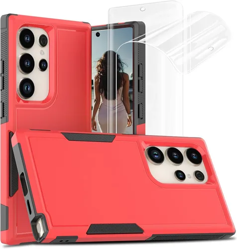 Vista 75 de Jeylly Funda para Samsung Galaxy S10 Plus S10+, ajuste delgado, doble capa, resistente, absorción de golpes, TPU con carcasa trasera de Negro