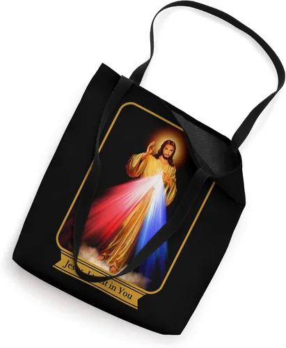 Vista 2 de Divine Mercy Jesus I Trust In You - Bolsa católica, Negro