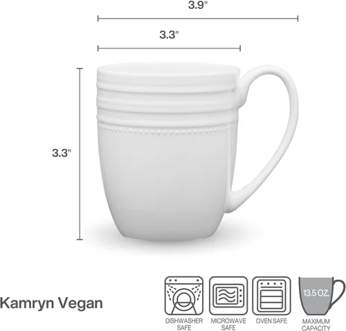Vista 3 de Mikasa Kamryn Vegan Bone China - Juego de 4 tazas ligeras, 13.5 onzas