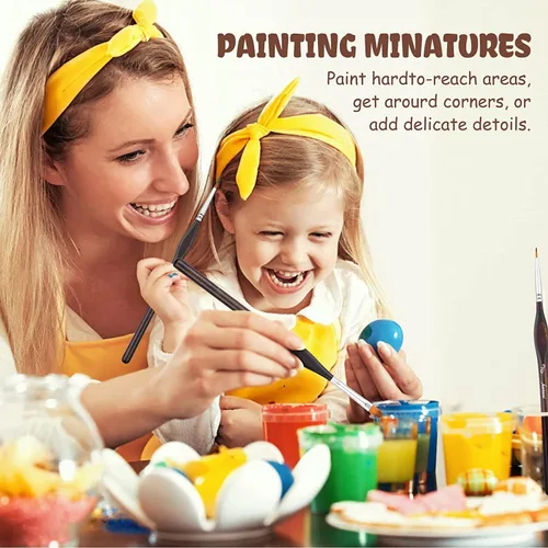 Vista 6 de Fuumuui - Pinceles de pintura en miniatura, 11 piezas de pinceles de pintura con microdetalles para modelo, pintura por números, juego de pinceles
