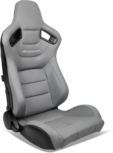 Vista 14 de IKON MOTORSPORTS, Asientos universales para vehículos de carrera con deslizadores dobles, negro con puntada naranja en PU y cuero de carbono