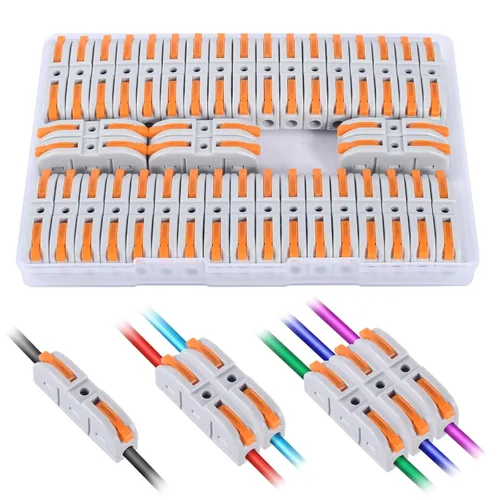 Vista 13 de Kit de conectores de palanca para cables eléctricos de conexión rápida, para terminales en línea compactos, 28-12 AWG, 1 entrada 1 salida (azul, 15)