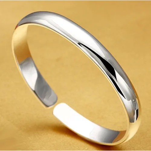 Vista 3 de Pulseras de plata de ley para mujer, joyería de moda, simple, ajustable, de plata 925, para mujeres, mamá, esposa, San Valentín, regalo del día