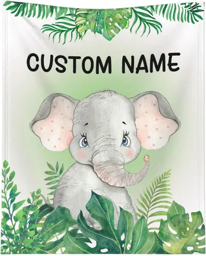 Vista 20 de Manta personalizada de animales bebés para niños y niñas, mantas personalizadas con nombre, manta ligera de franela suave para ropa de cama, sofá