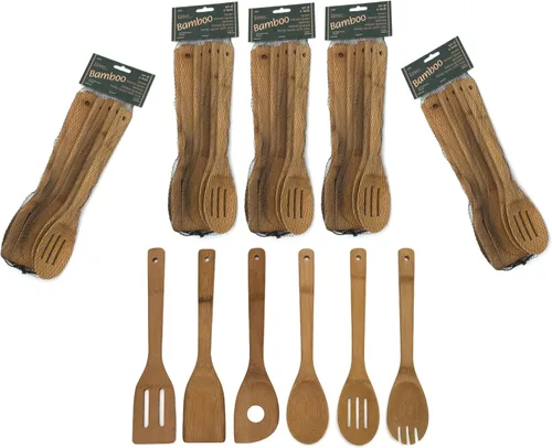 Vista 3 de Lipper International 826, Set de 6 unidades de utensilios de cocina con bolsa de malla - 2 juegos, Marrón