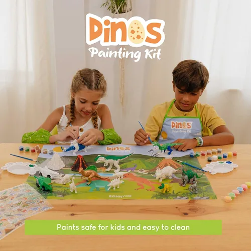 Vista 6 de BONNYCO Juguetes de dinosaurio para niños, kit de pintura de 16 figuras. Kits de manualidades para niños con juguetes que brillan en la oscuridad