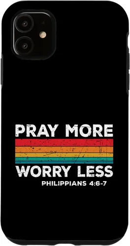 Vista 8 de iPhone 16 Faith Christians God Jesus Pray more worry less Case