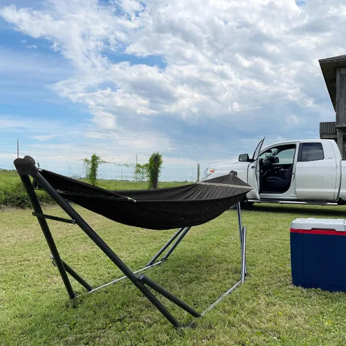Vista 7 de Soporte de hamaca Tranquillo Uniki con garantía de 3 años, hamaca plegable instantánea de 30s con soporte, hamaca de camping con capacidad de 550 1.