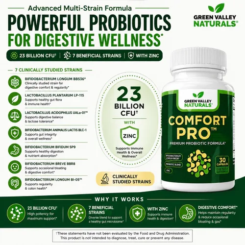 Vista 3 de ComfortPro™ Probióticos diarios para la salud digestiva Alivio del estreñimiento y apoyo de la hinchazón para mujeres y hombres Limpieza