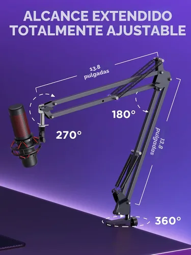 Vista 5 de InnoGear Soporte de Micrófono con Brazo Articulado para Blue Yeti HyperX QuadCast S SoloCast Snowball Fifine K669B y otros Micrófonos