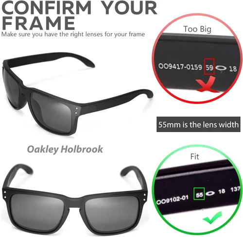 Vista 7 de Walleva Dos pares de lentes polarizadas de repuesto para gafas de sol Oakley Holbrook - azul hielo + rojo fuego, Revestimiento de espejo rojo fuego