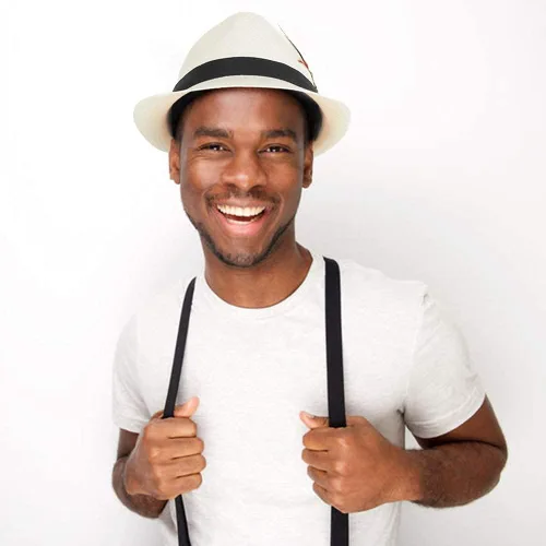 Vista 7 de WESTEND Fedora unisex de ala corta Sombreros para hombres y mujeres + sombreros de paja Fedora sombreros de malla refrescante, sombreros de Fedora