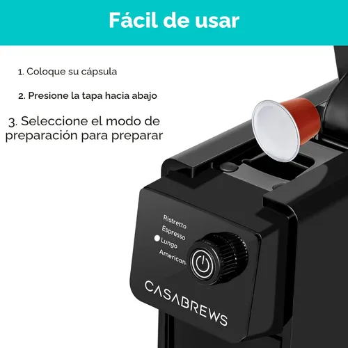 Vista 8 de CASABREWS CM7036E 20Bar Espresso Machine para cápsulas originales Nespresso