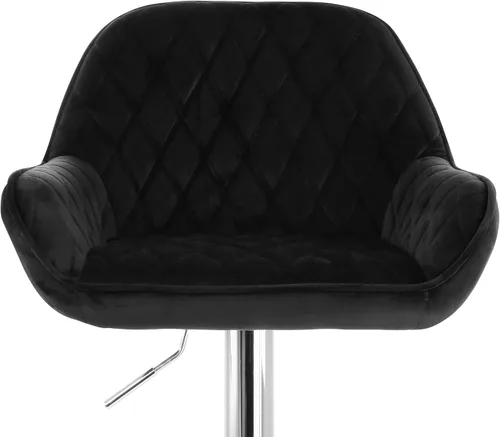 Vista 8 de Elama Taburetes de bar de terciopelo ajustables de 2 piezas en negro con base cromada, (ELM-221E)