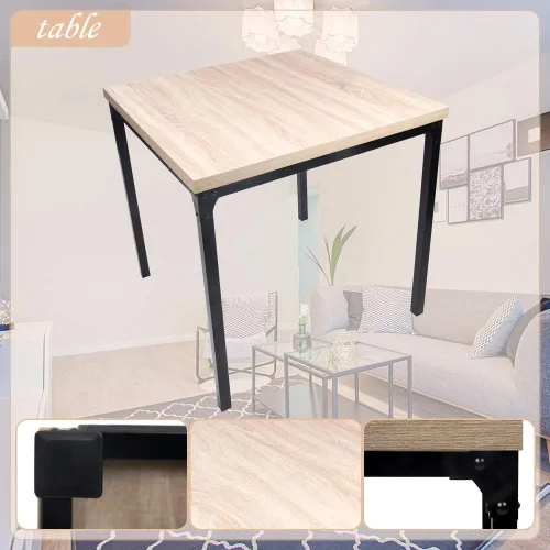 Vista 4 de Juego de 5 piezas de cocina y comedor, mesa y sillas de cocina de madera, madera de caucho, color marrón, Roble